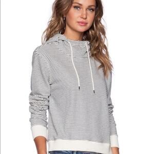 ATM Anthony Thomas Melillo Listado Stripe Hoodie in Navy Stripe Sweatshirt Small